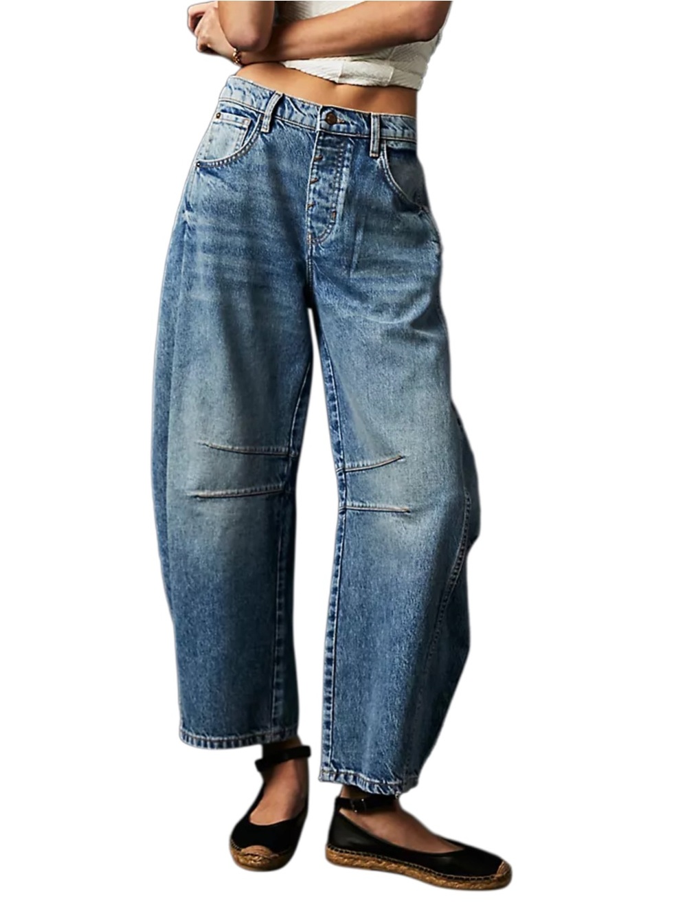 Free People We The Free Good Luck Mid-Rise Barrel Jeans